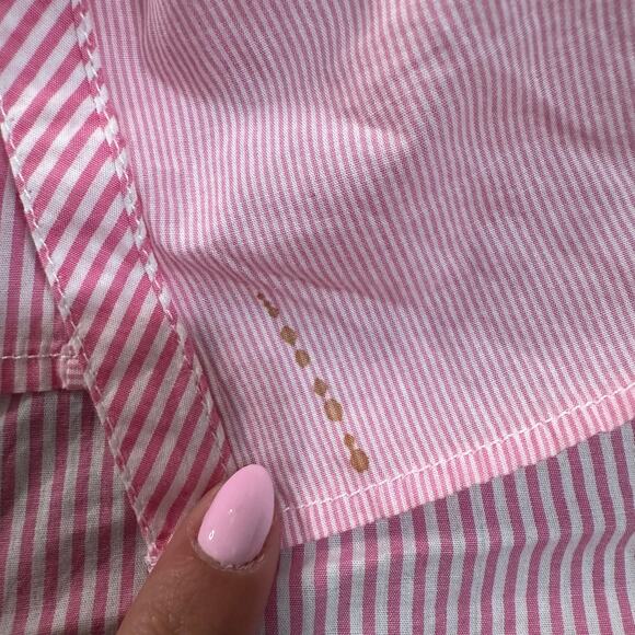 TOMMY HILFIGER Women's Ballet Pink Cotton Relaxed Fit Striped Shirt Size M - Picture 3 of 8